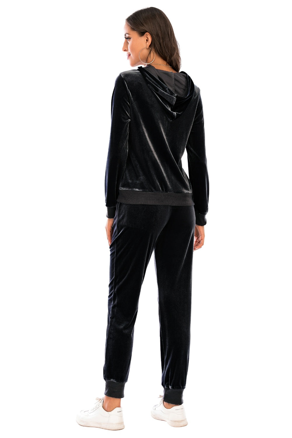 Hooded Zip-Up Jacket and Trousers Ensemble