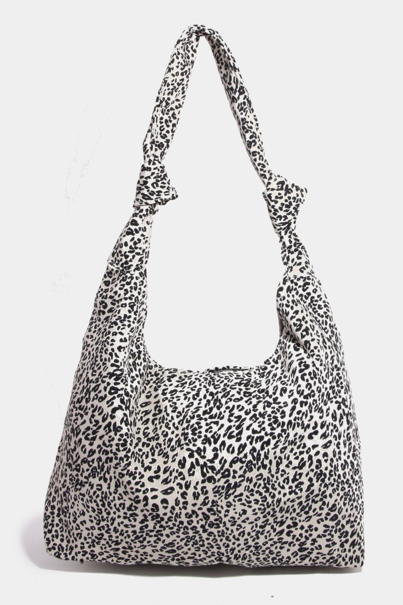 Chic Leopard Print Knotted Strap Shoulder Bag