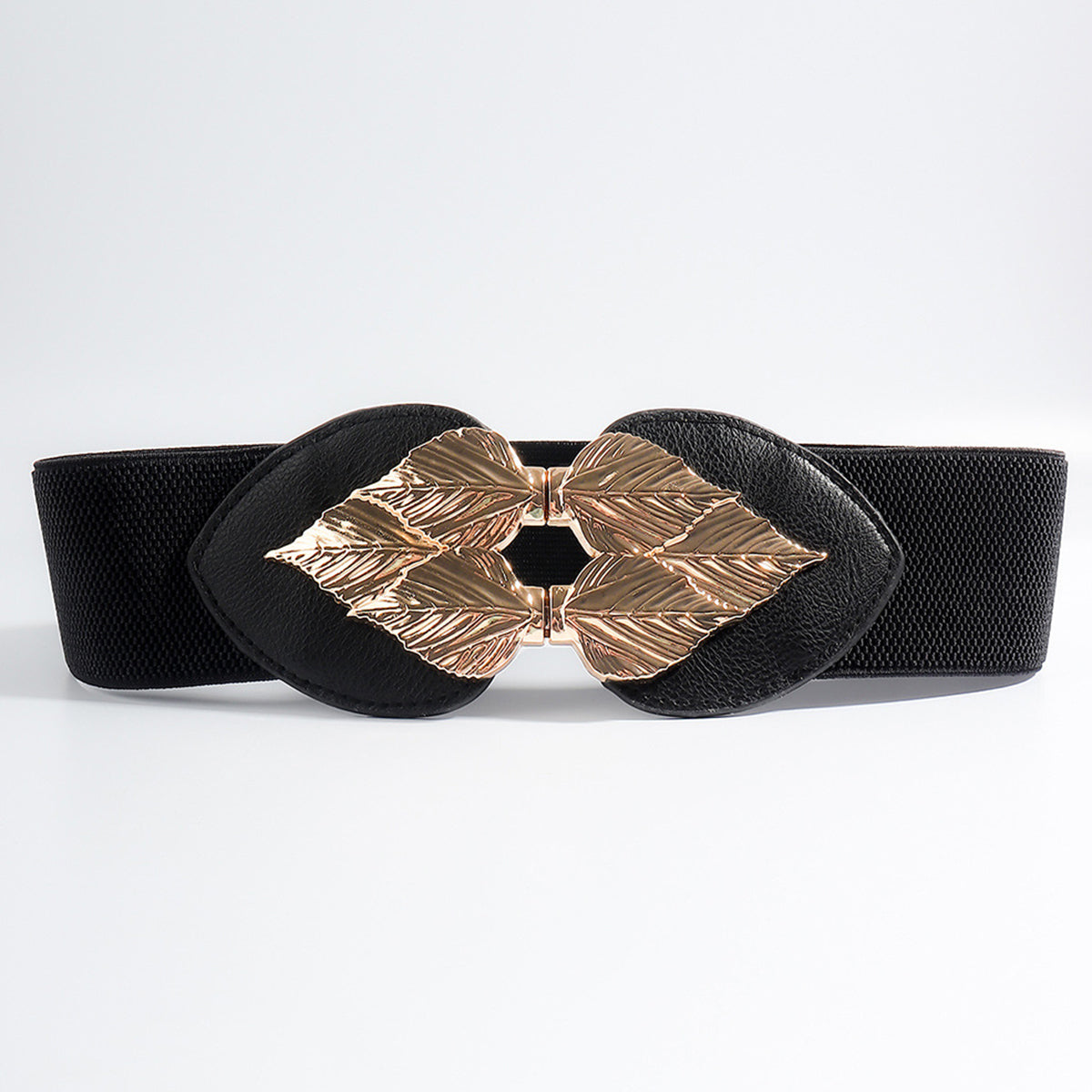 Elastic Belt with Alloy Leaf Buckle