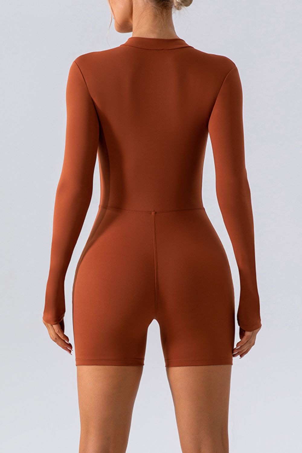 Half Zip Long Sleeve Active Romper - ShopEasier