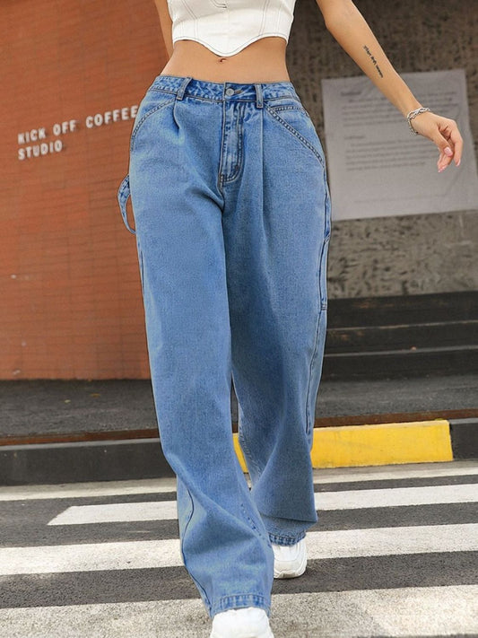 Wide Leg Jeans with Pockets - ShopEasier