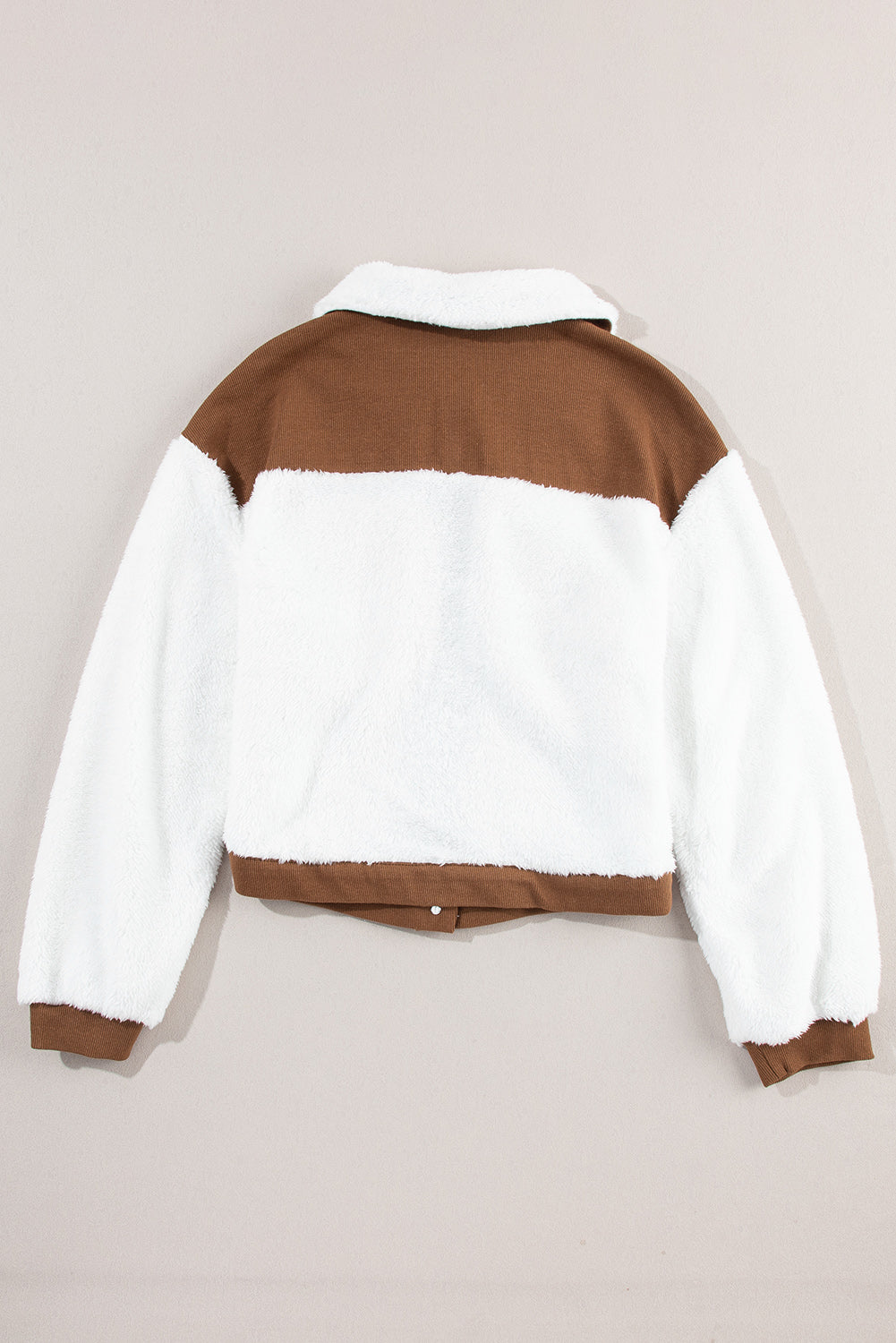 Corduroy Contrast Patchwork Fuzzy Jacket - ShopEasier