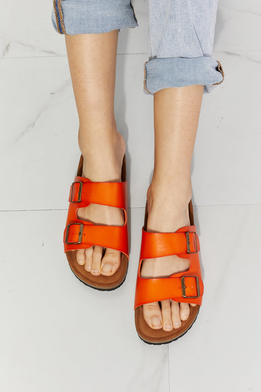 Vibrant Orange Double Banded Slide Sandals for Summer Fun