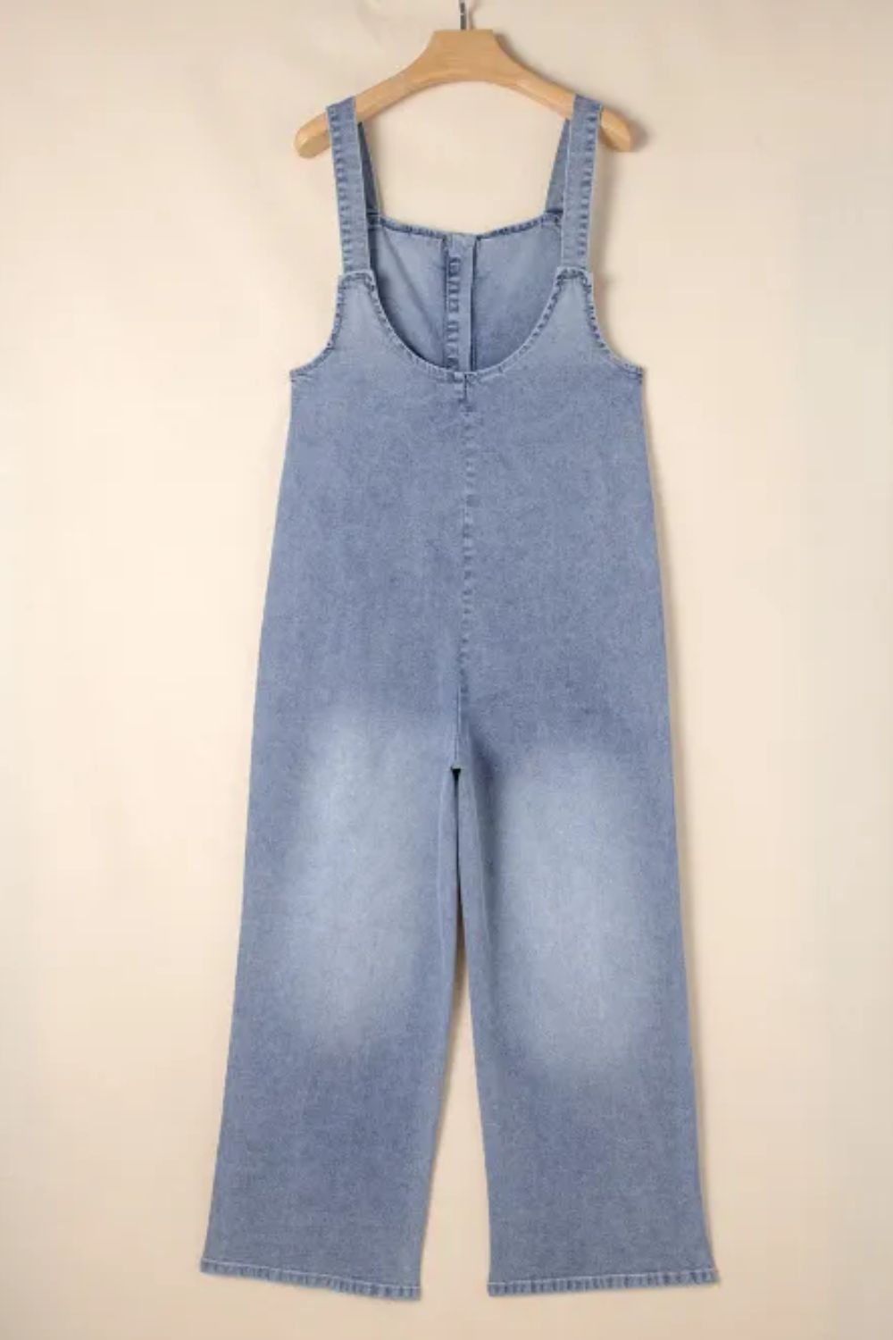 Wide Strap Denim Overalls with Pockets - ShopEasier