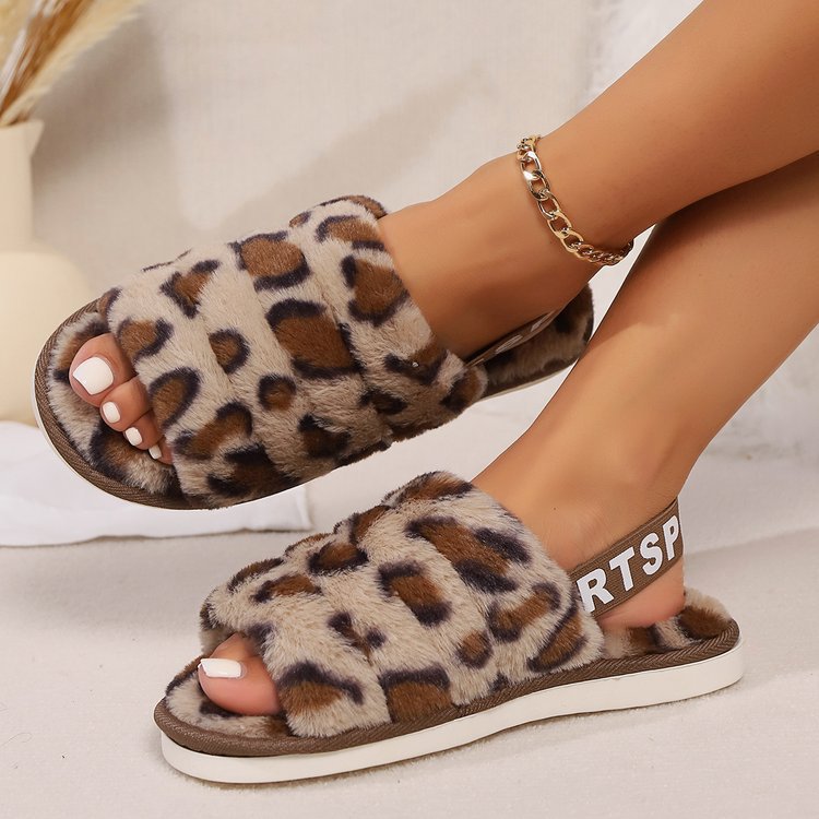 Leopard Print Open-Toe Flats