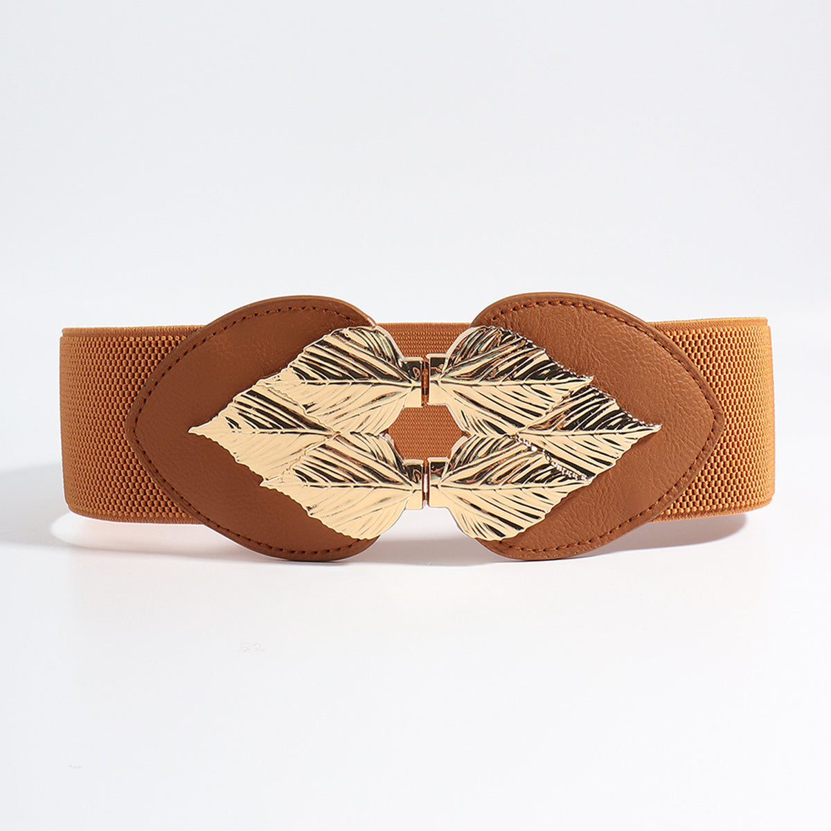 Elastic Belt with Alloy Leaf Buckle