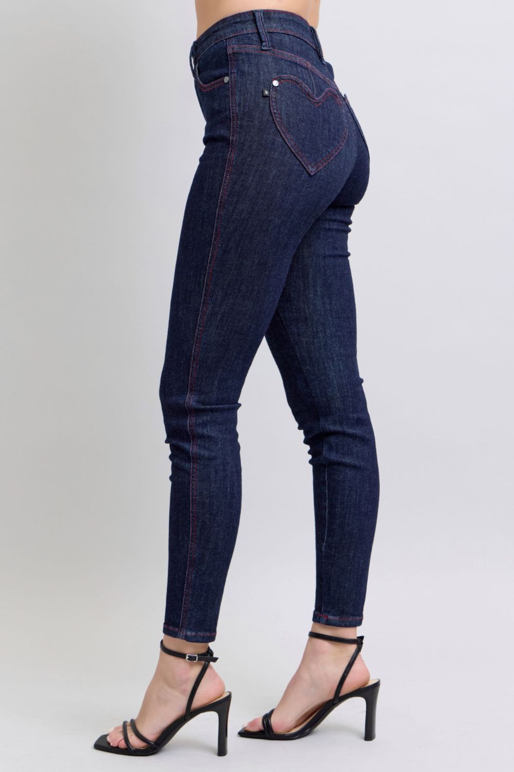 Judy Blue Full Size Heart Shaped Back Pockets Skinny Jeans - ShopEasier