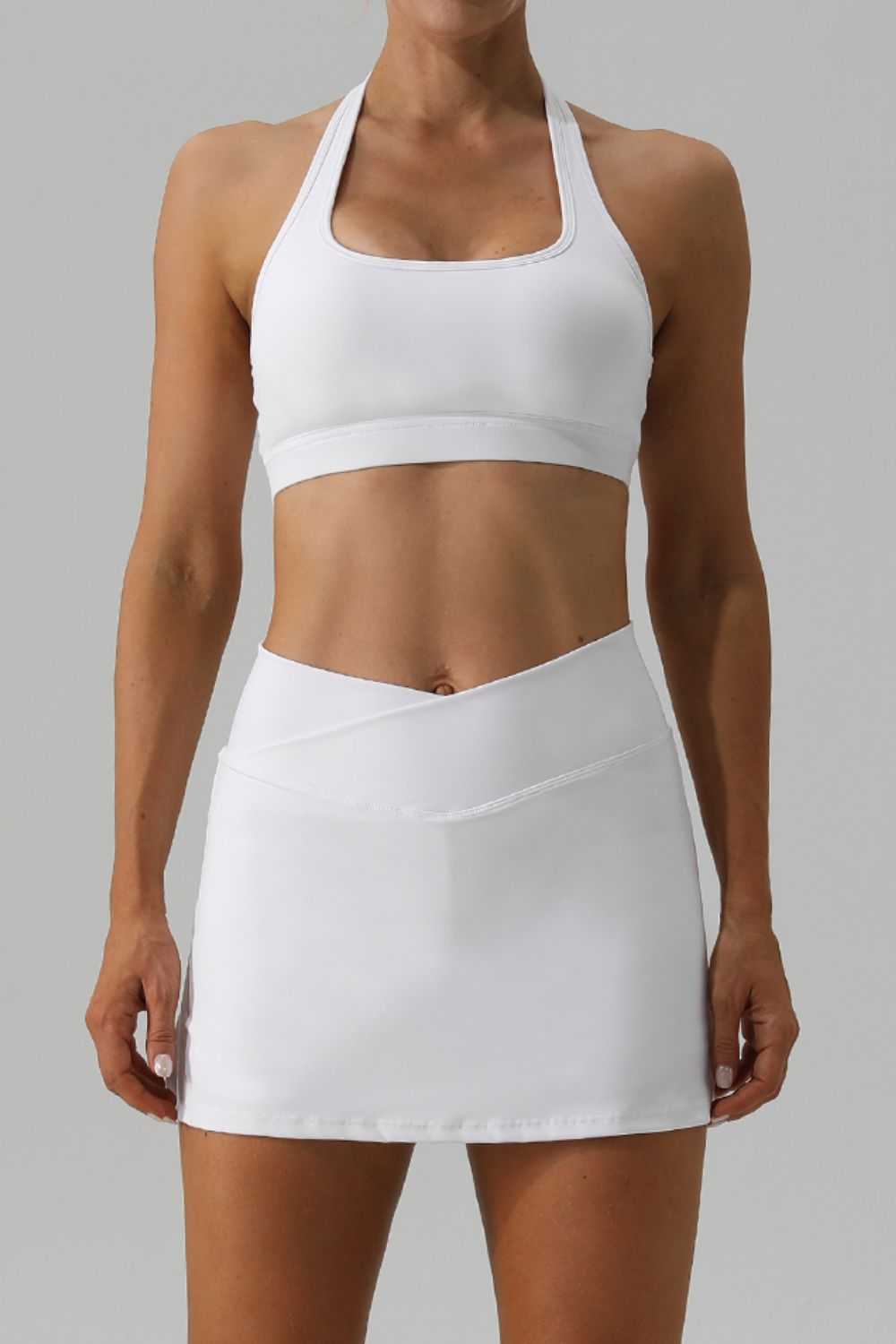 Halter Neck Tank and Slit Skirt Active Set - ShopEasier