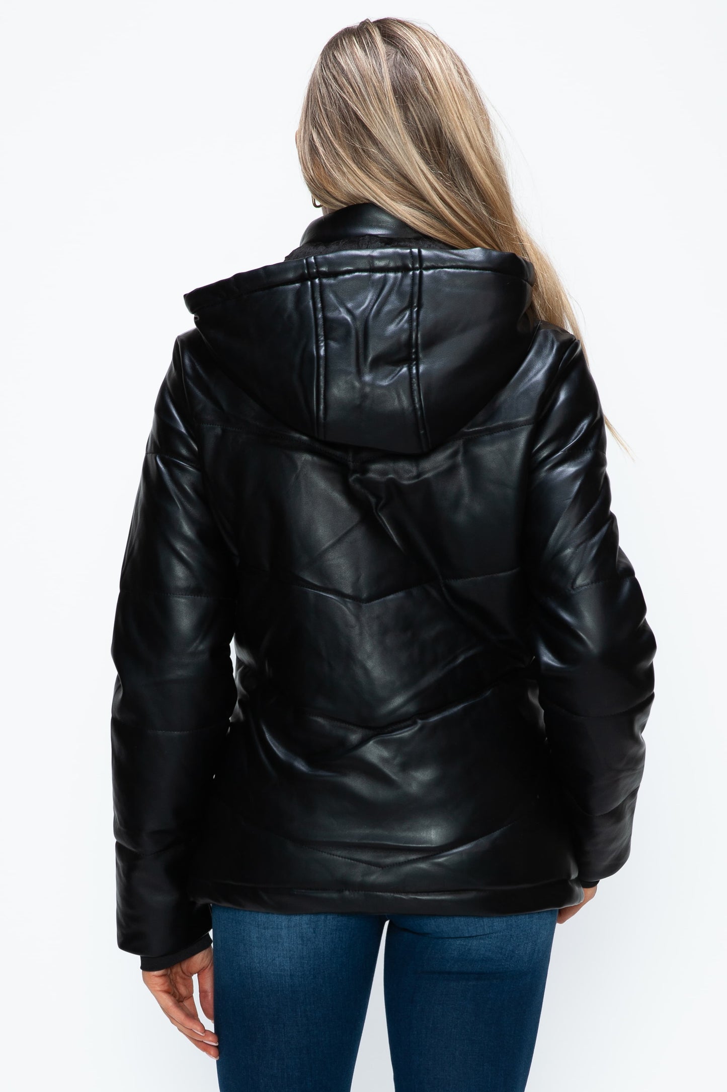 How Dare U Pocketed Zip Up Puffer Jacket with Removable Hood - ShopEasier