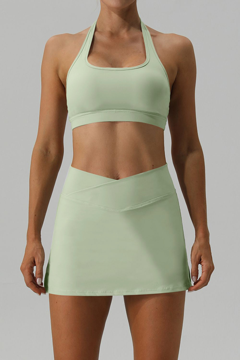 Halter Neck Tank and Slit Skirt Active Set - ShopEasier