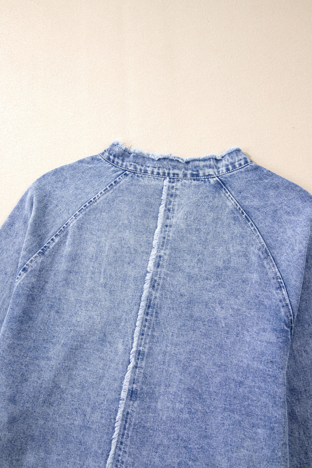 Raw Hem Button Down Long Sleeve Denim Dress - ShopEasier