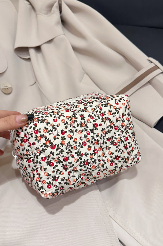 Quilted Floral Clutch with Checkered Interior