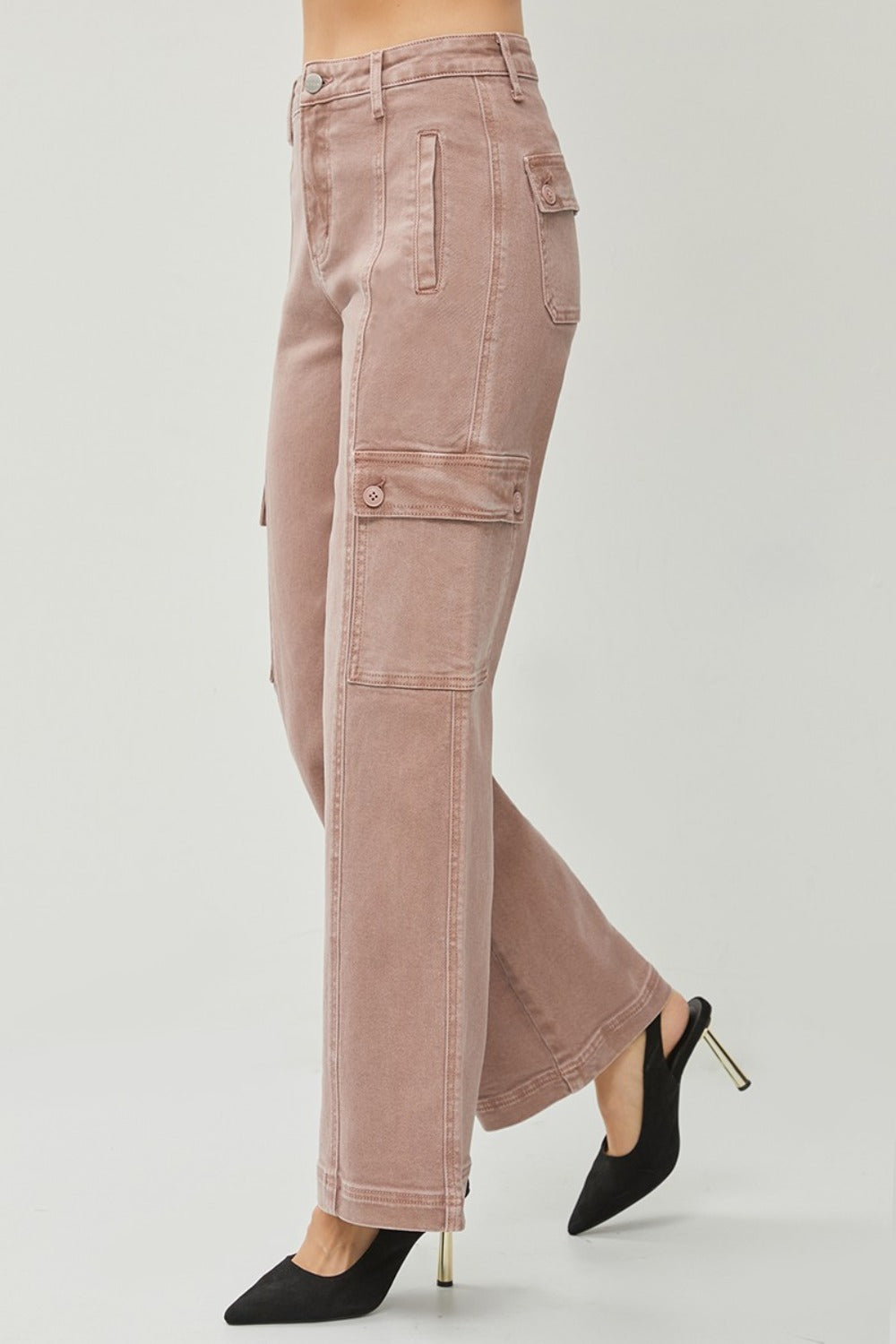 RISEN Full Size High Rise Wide Leg Cargo Jeans - ShopEasier