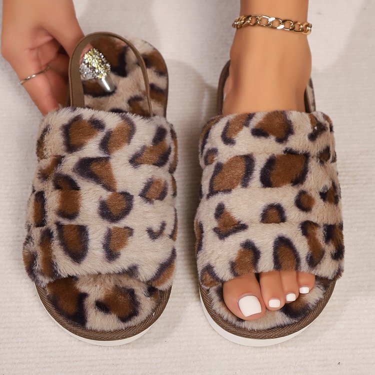 Leopard Print Open-Toe Flats