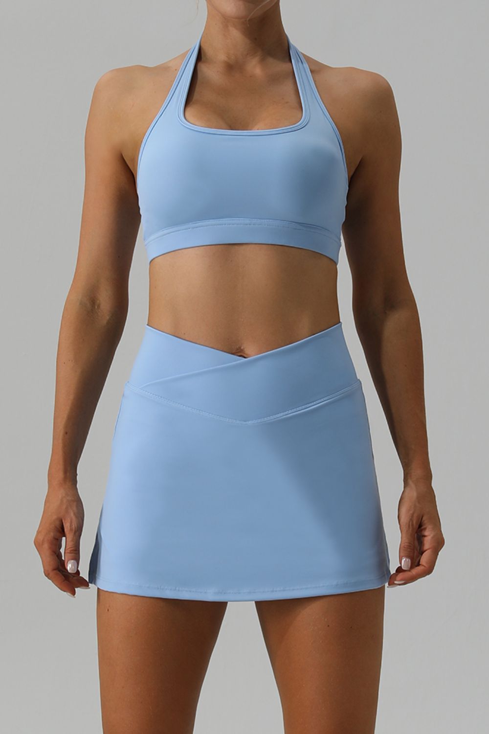 Halter Neck Tank and Slit Skirt Active Set - ShopEasier