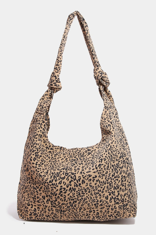 Chic Leopard Print Knotted Strap Shoulder Bag