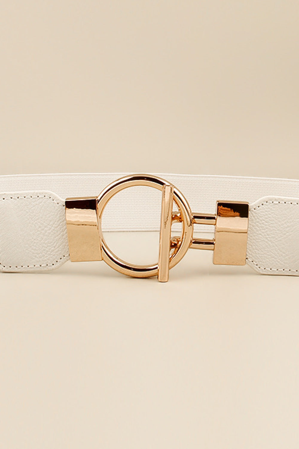 Round Zinc Alloy Buckle PU Leather Belt